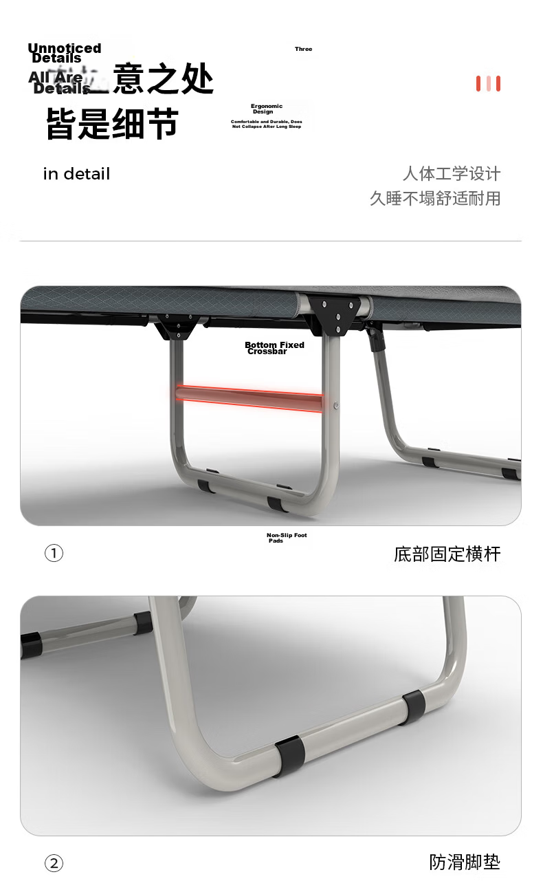 Restar Folding Bed, Single-Person Office Nap Bed, Portable Multifunctional Hospital Accompanying Bed, Nap Aid, Tri-Fold Bed 12