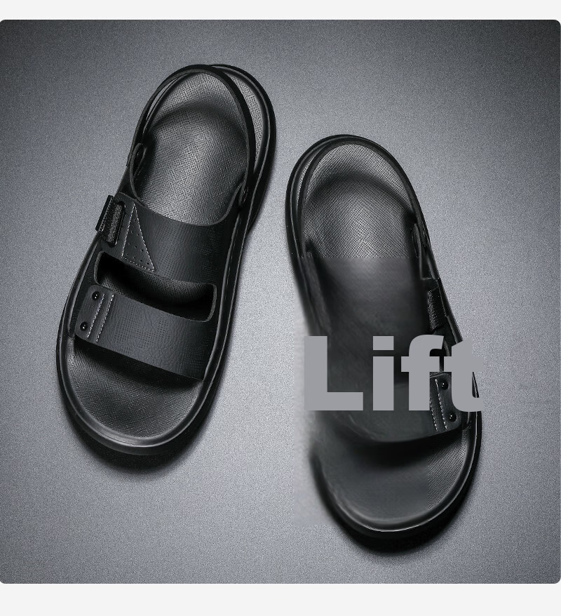 CARTELO Summer 2026 New Men's Leather Breathable Sandals Outdoor Slippers Odor-Free Beach Shoes K902 Black Size 40 7