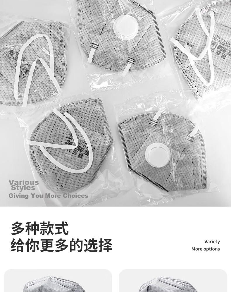 Kailehu KL9501C Activated Carbon KN95 Dust Mask, Individually Packaged, Gray, PM2.5 Particle Bacteria Protection, Formaldehyde Odor Industrial Dust Smog Breathable Earloop, 50 Pieces 6
