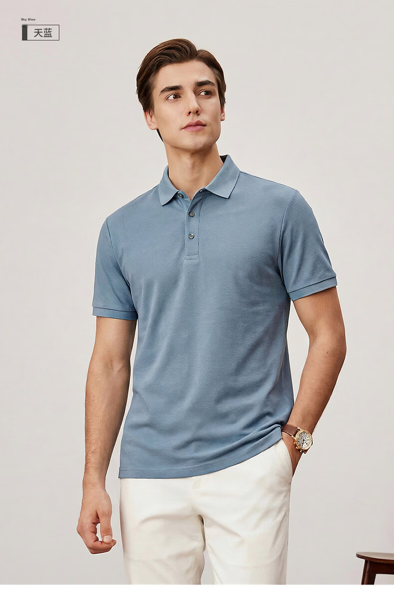 FIRS 100% Cotton Mercerized Summer Short Sleeve Polo Shirt 2026 New Men's T-Shirt High-End Top 16