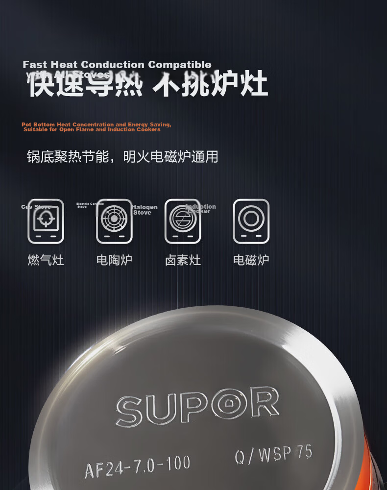 SUPOR Blue Eye Gas Pressure Cooker 304 Stainless Steel Large Capacity High Pressure Cooker Compatible with Induction Cooker and Gas Stove 22cm Diameter 10