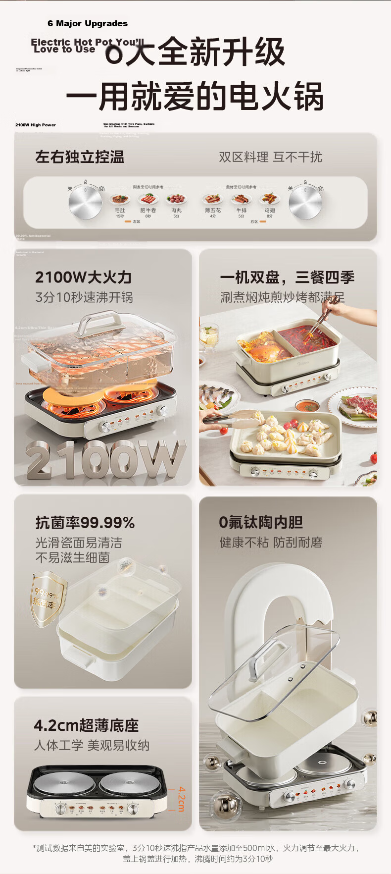 Midea Electric Hot Pot, Hot Pot-Specific Pot, Detachable Multifunctional Pot, Electric Cooking Pot, Shabu-Shabu Pot, Hot Pot Pot, Rapid Boiling, 8L Household Multipurpose Pot HGS382702 2