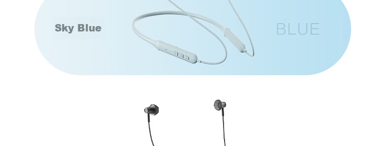 IKF W1S Neckband Bluetooth Earphones, Semi-In Wireless Sports Headphones, Low Latency, High Sound Quality, Long Battery Life, Waterproof And Sweat-Resistant, Suitable for Phones And Computers, Sky Blue 35