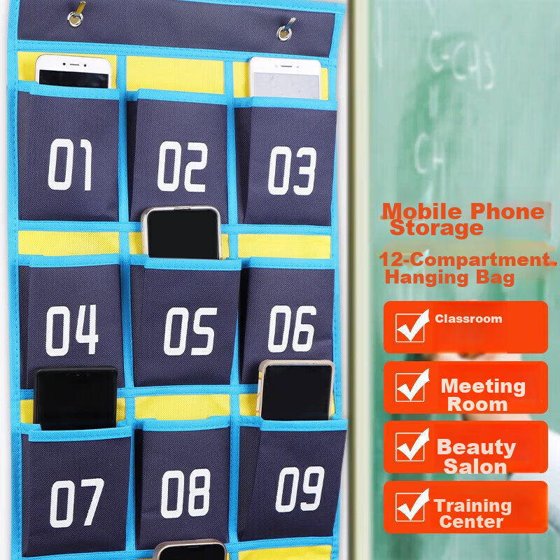 TaTanice Mobile Phone Storage Hanging Bag Classroom Wall-Mounted Phone Holder Large Capacity Fabric Organizer