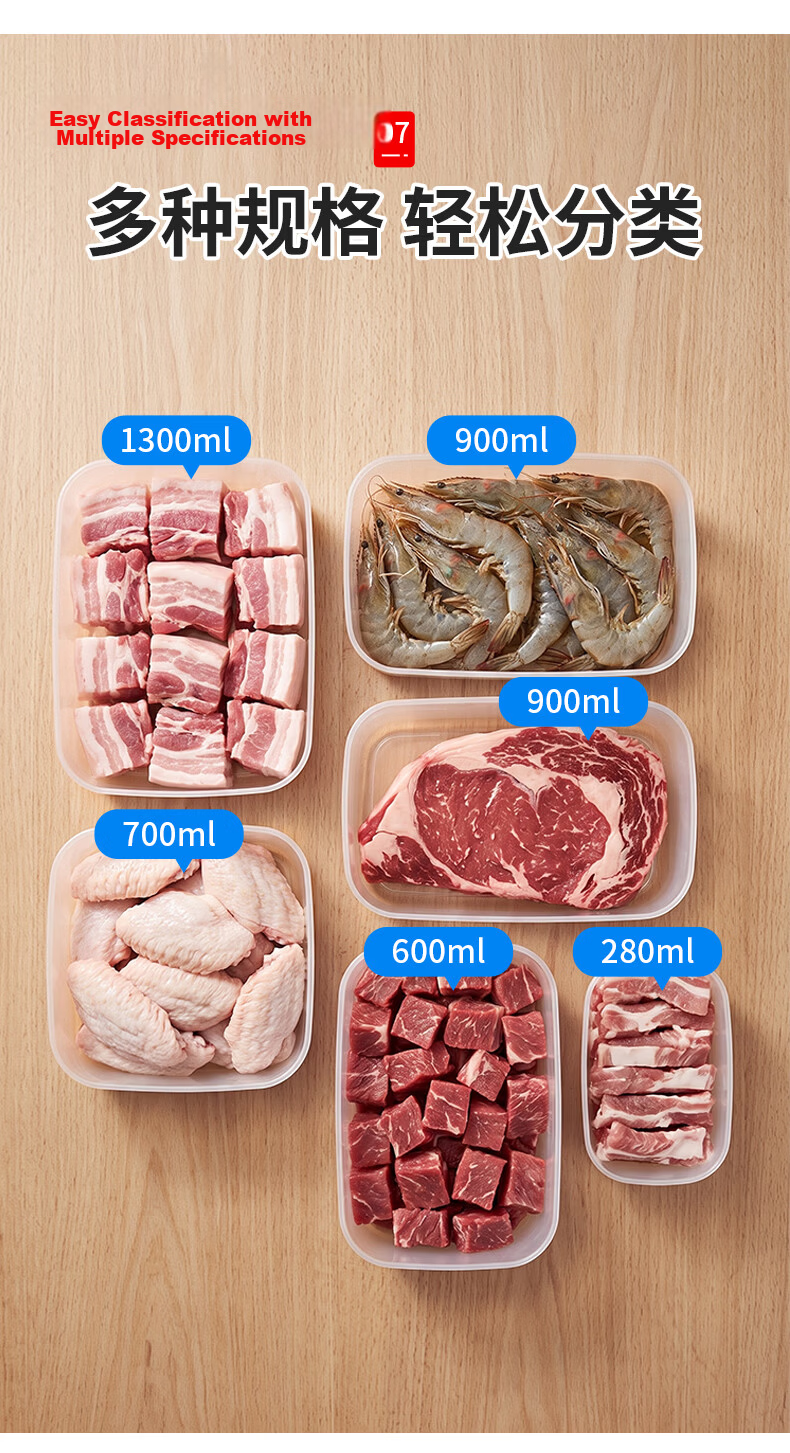 KATEI STORY Japanese Antibacterial Frozen Storage Container, Refrigerator Meat Preservation Box, Food-Grade Microwave-Safe Freezer Organizer, Fruit Container 8