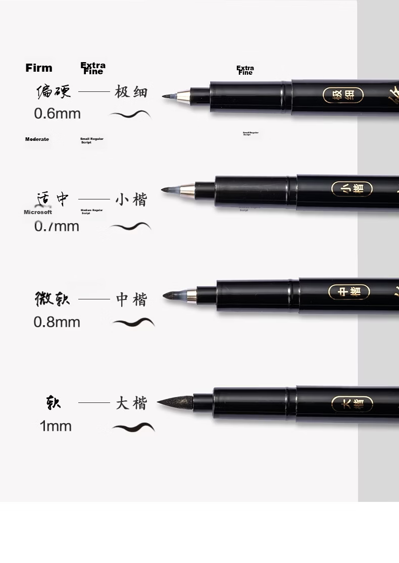 Deli Black Large Regular Script Elegant Soft Brush Pen for Students And Adults, Calligraphy Practice Pen, Art Signature Pen, Outlining Pen, Marker Pen, Black Marker Pen, Hand Card, 12 Pieces, Back-To Stationery 5