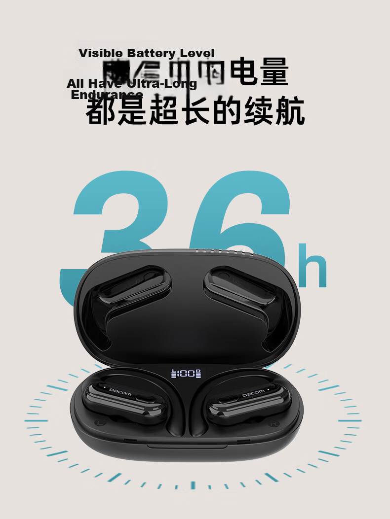 Dakang Athlete TWS True Wireless Sports Bluetooth Earphones Waterproof Ear-Hook In-Ear Headphones Dual Ear 5.3 Music Compatible with Apple Huawei Android Xiaomi Black 5
