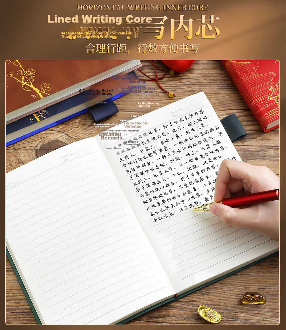 Longe Notebook Stationery Gift Box Set, Forbidden City Cultural And Creative Notebook Set, High-Quality Souvenir, Event Venue Small Gifts, Mid-Autumn Festival Gifts for Men And Women Teachers, Customizable 12