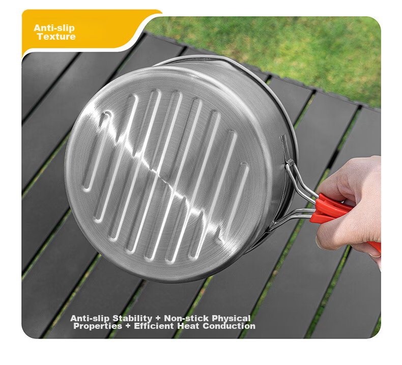JEEP Outdoor Cookware 304 Stainless Steel Kettle Integrated Cooking Pot Set Cookware Combo (Stove Not Included) 9