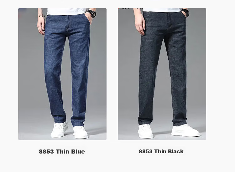 Pierre Cardin Slim Fit Breathable Men's Jeans Autumn Trendy Business Casual Skinny Pants Light Blue Size 34 14