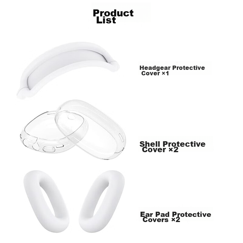 Qiye Silicone Protective Case Cover for Apple AirPods Max 2 Headphones, Soft Over-Ear Shell, AirPods Max 2nd Gen Starlight Color 3-Piece Set 8