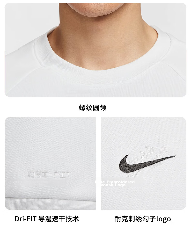 NIKE Men's Sweatshirt, DF UV PRIMARY LS CREW Sportswear, HV8215-121, White, XL 5