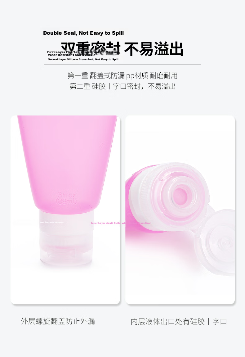 40,000km Travel Portable Shampoo and Body Wash Refillable Press Bottle Toiletry Travel Dispenser Bottle 6