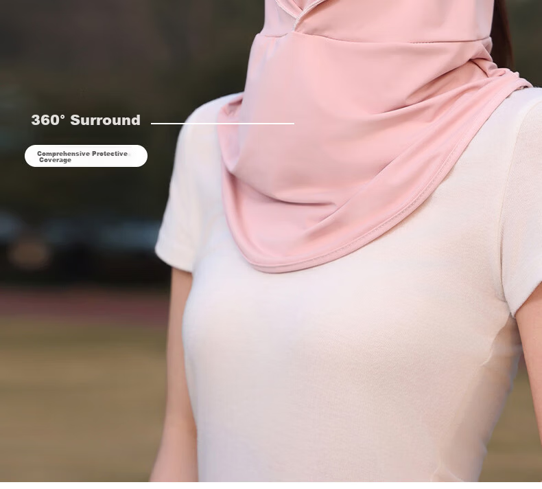 40,000 KM Summer Sunscreen Face Mask for Women UV Protection Neck Guard Cycling Breathable Light Gray Two-Piece Set 8
