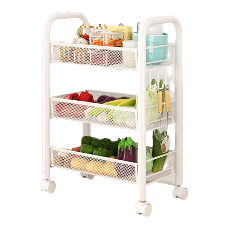 Shunyou Multifunctional Storage Rack Small Trolley Floor-Movable Kitchen Storage Rack Fruit Snack Rack SY-613
