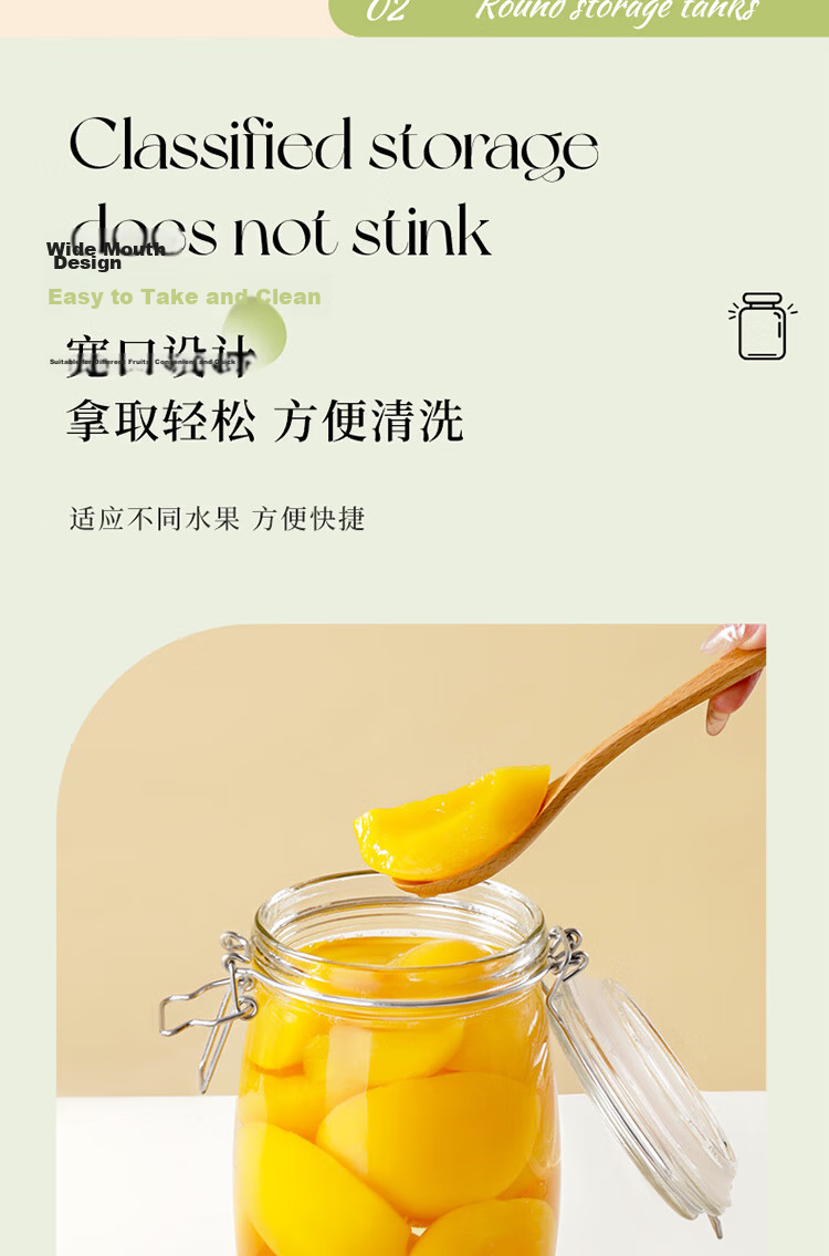 Baijie Glass Sealed Jar Food Grade Storage Jar 1000ml *2 Plum Wine Bottle Pickle Jar Canning Bottle 7