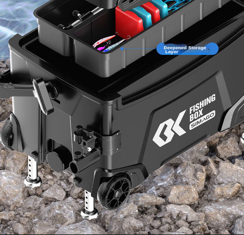 SIMAGO Ximando All-Terrain Multifunctional Fishing Box with Adjustable Legs, Backrest, Upgraded Accessories, Wheeled High-Capacity 32L Fishing Tackle Box 9