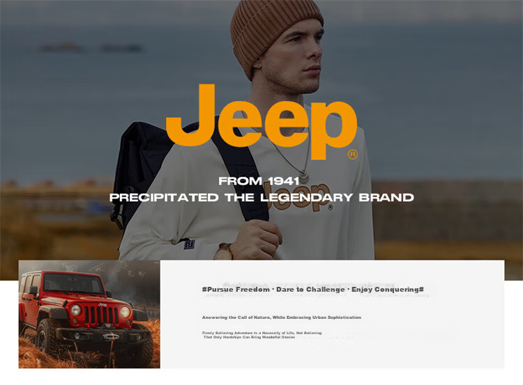 JEEP Men's Sweatshirt Spring and Autumn Loose Long Sleeve T-Shirt Deep Blue XL 1
