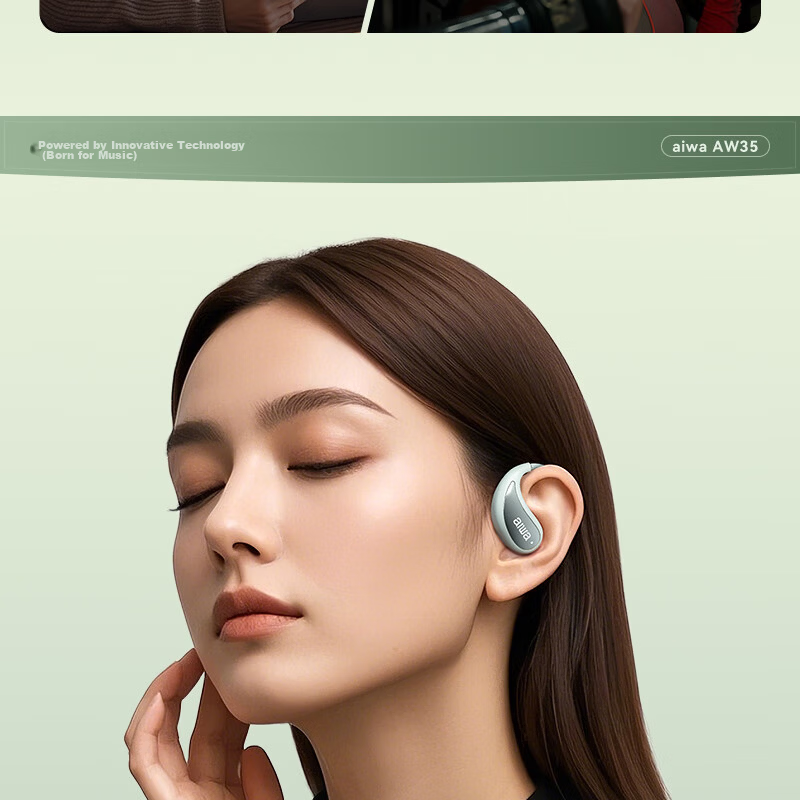 Aiwa AW35 Lightweight Luxury Experience Bone Conduction Open Wireless Sports Ear-Hook Bluetooth Headphones Compatible with Huawei Xiaomi Apple Honor Latest Model White 21