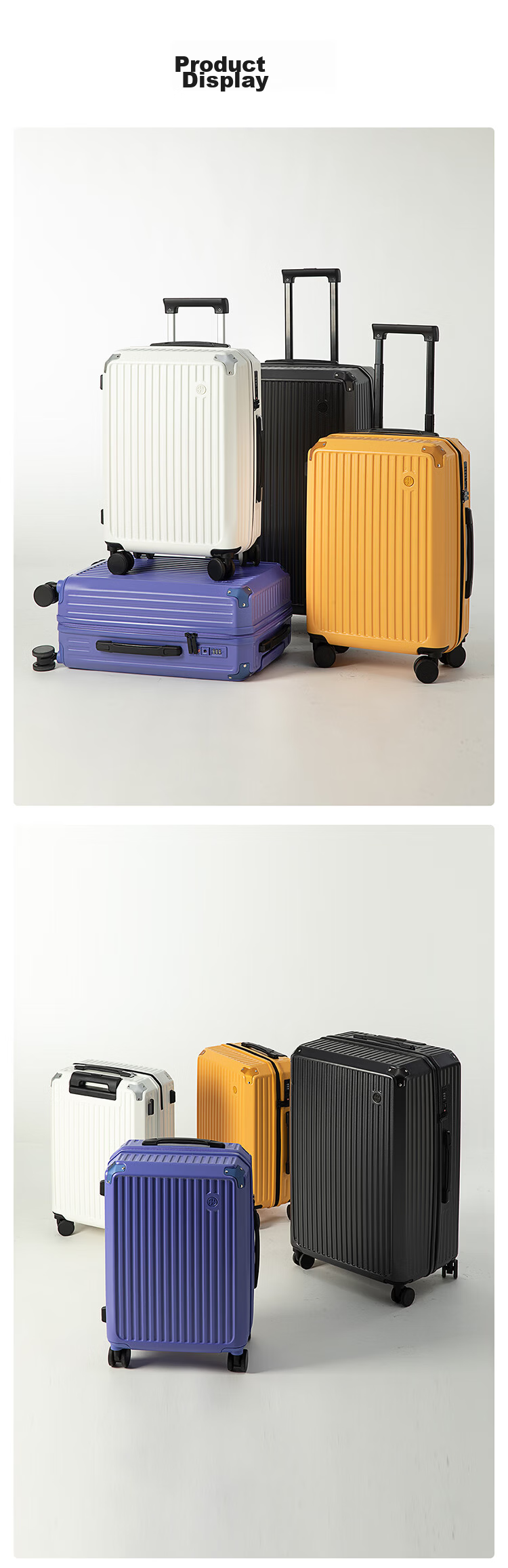 Wangyiyanxuan Ultra-Light Suitcase, Cube-Shaped PC Zipper Large Capacity Trolley Case, Phantom Black, 24 Inches [For Checked Baggage] 14