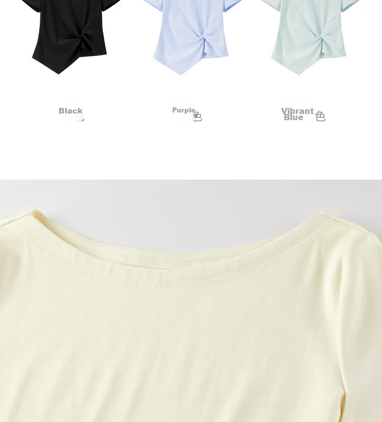 Shangdu Bila Off-Shoulder Pure Cotton T-Shirt Women Spring Summer Twist Knot Irregular Hem Short Sleeve Slimming Top 28