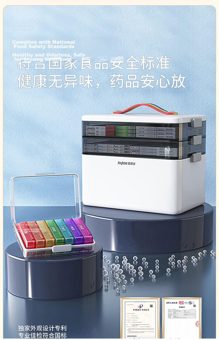 Jiabangshou Pill Organizer Box, Weekly Seven-Day Pill Dispenser, Portable Pill Sorter, Personal Pill Organizer, Storage Box 7