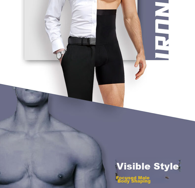LangSha Men's Tummy Control Shorts, Breathable Fitness Slimming High-Waisted Shapewear, Slimming Waist Trimmer Pants, Black, XXL 11