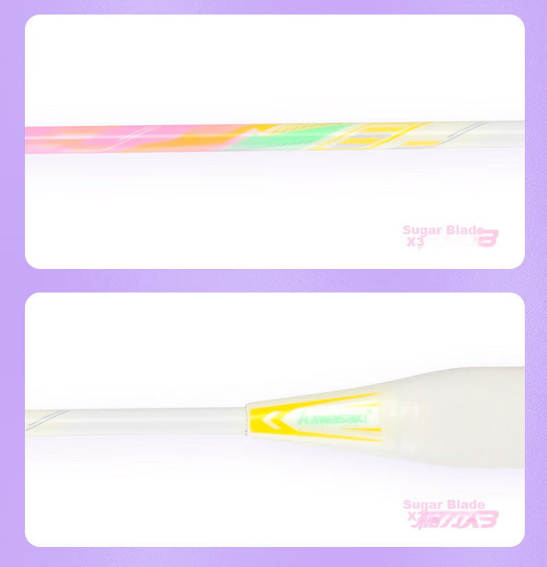 KAWASAKI Badminton Double Racket Sugar Blade X3X1 Set High-Durability Beginner Family Starter Universal 25