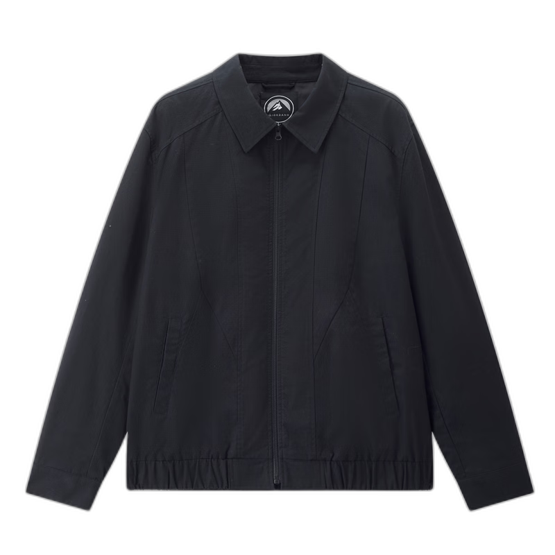 Giordano Men's Executive Jacket 2026 Spring Pure Cotton Dark Checkered Notched Collar Zipper Coat 01076082