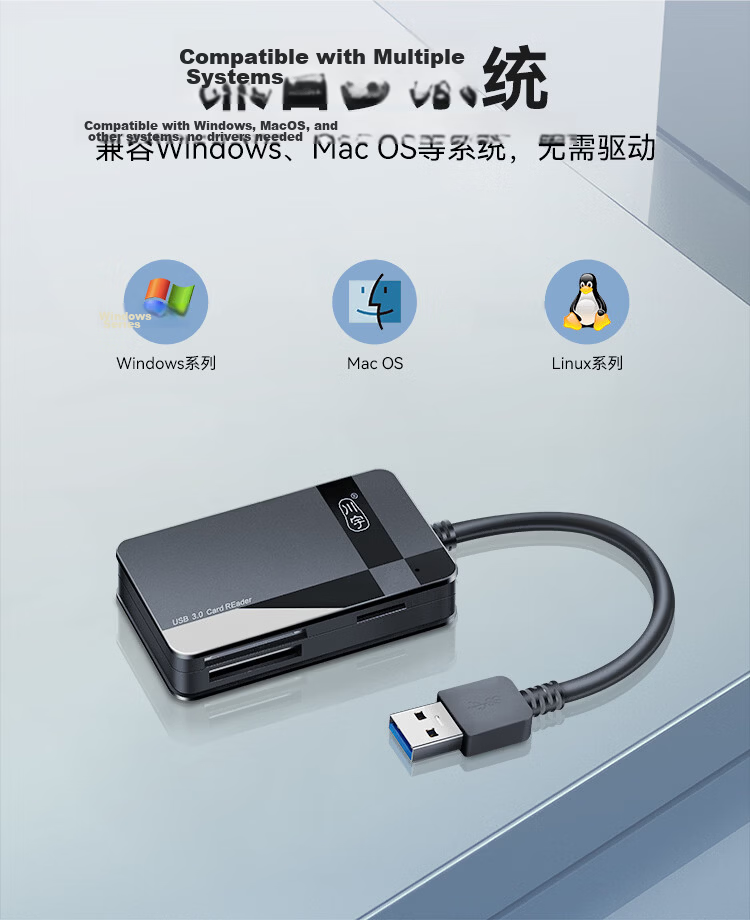 Chuanyu USB3.0 [Four Cards Simultaneous Reading] High-Speed Multifunctional All-In Card Reader Supports SD/TF/CF/MS for DSLR Cameras And Dash Cams Storage Cards 6