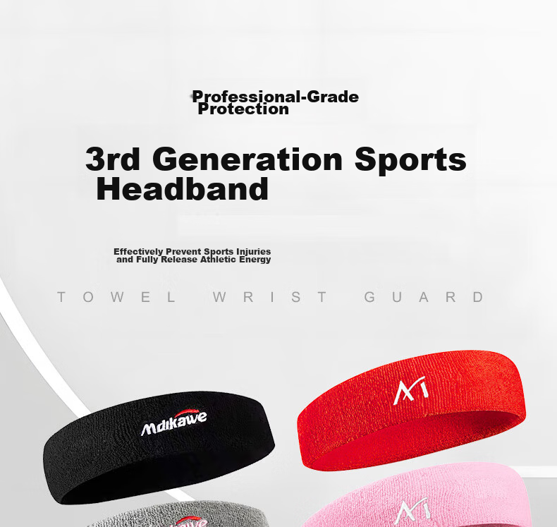Mdikawe Sports Headband Sweat-Absorbing Band for Men And Women, Running Basketball Sweat-Guiding Headband, Hair Tie, Forehead Band, Black 9