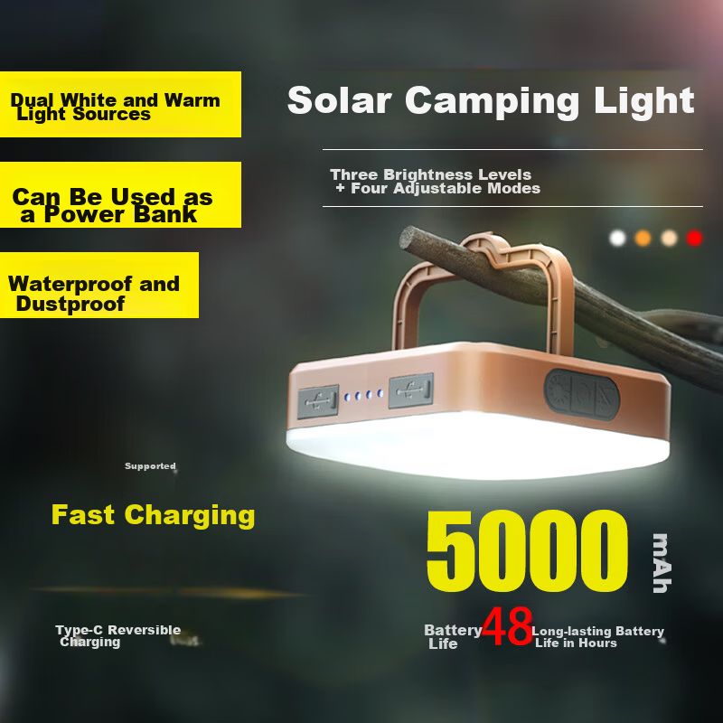 AIC Solar Camping Lantern Outdoor Tent Camp Light Emergency Hanging Lamp Power Outage Household Use