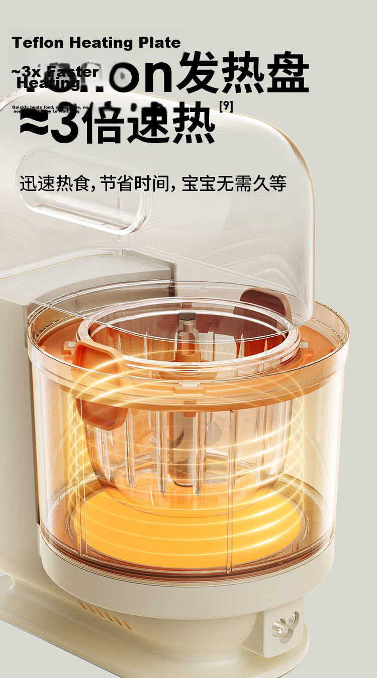 Little White Bear Baby Food Processor Infant Food Steamer Cooker Blender Multi-Function Food Maker Single Cup with 6-Blade 6057 16