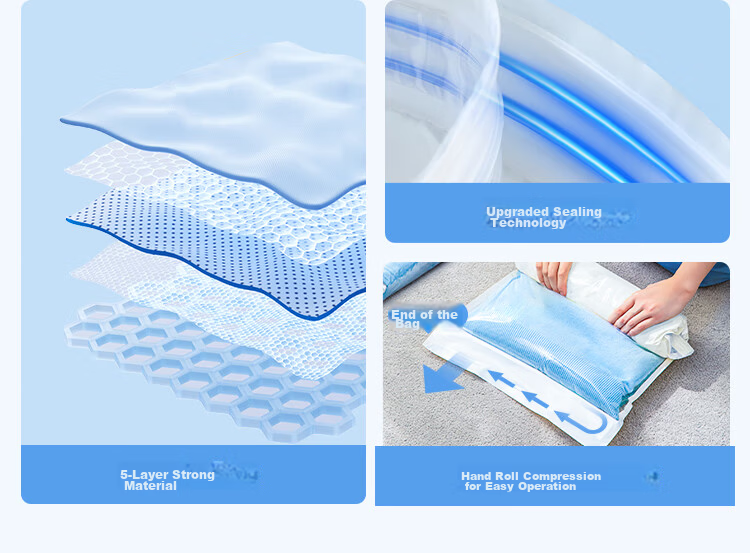 JD Original Small Blue Travel Storage Bags, Vacuum-Free Compressed Bags, Hand-Roll 10-Piece Set, Suitable for Luggage 3