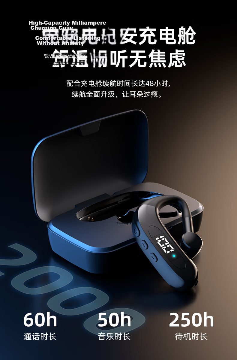 Guiyin A18 2026 New Wireless Bluetooth Earphones Ear-Hook Long Battery Life Sports Running Driving Noise Cancelling Compatible with Huawei Apple Oppo Xiaomi Vivo 2
