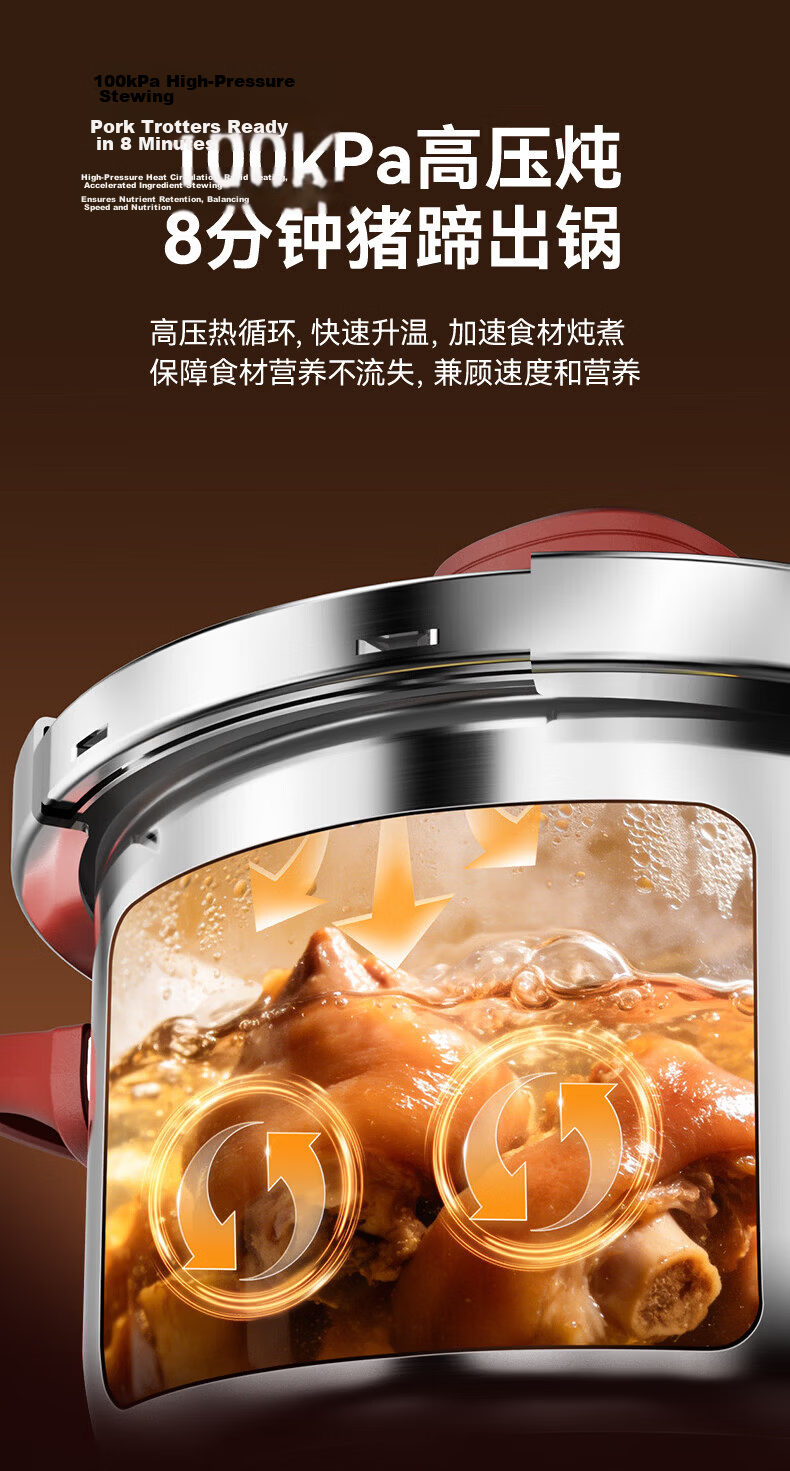 ASD Pressure Cooker 304 Stainless Steel Pressure Cooker Single-Hand Twist Open 5.5L Gas and Induction Cooker Compatible YS22B7WJ2 11