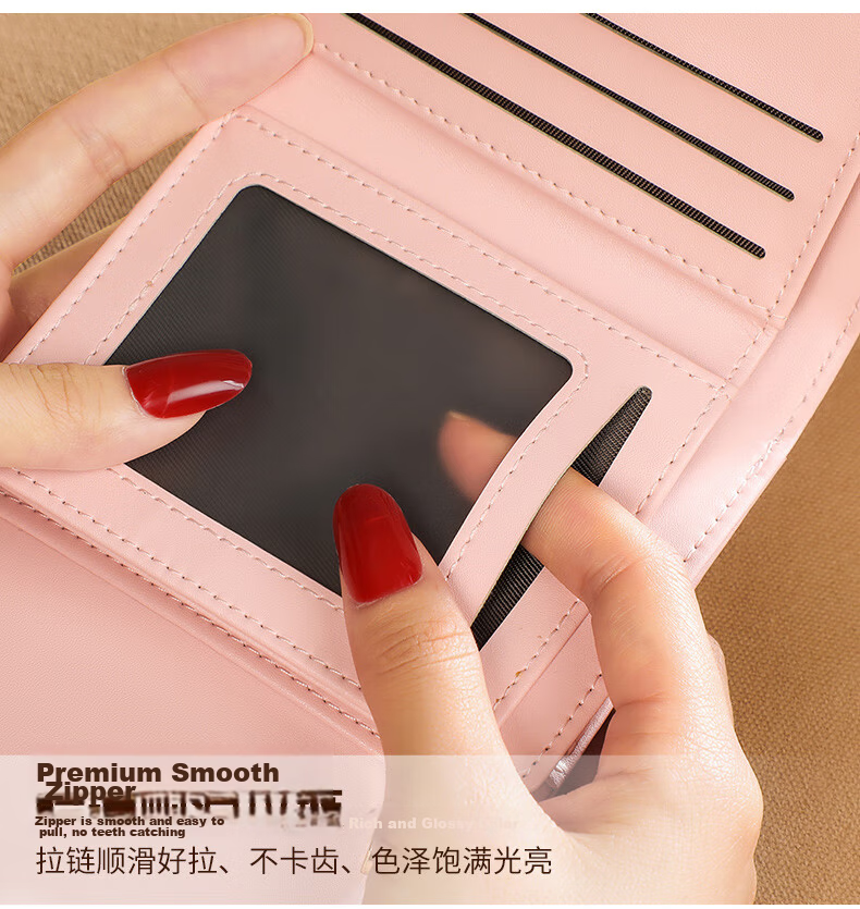 Viney Genuine Leather Women's Short Folding Wallet Multi-Card Holder Luxury Multifunctional Large Capacity Student Coin Purse 21