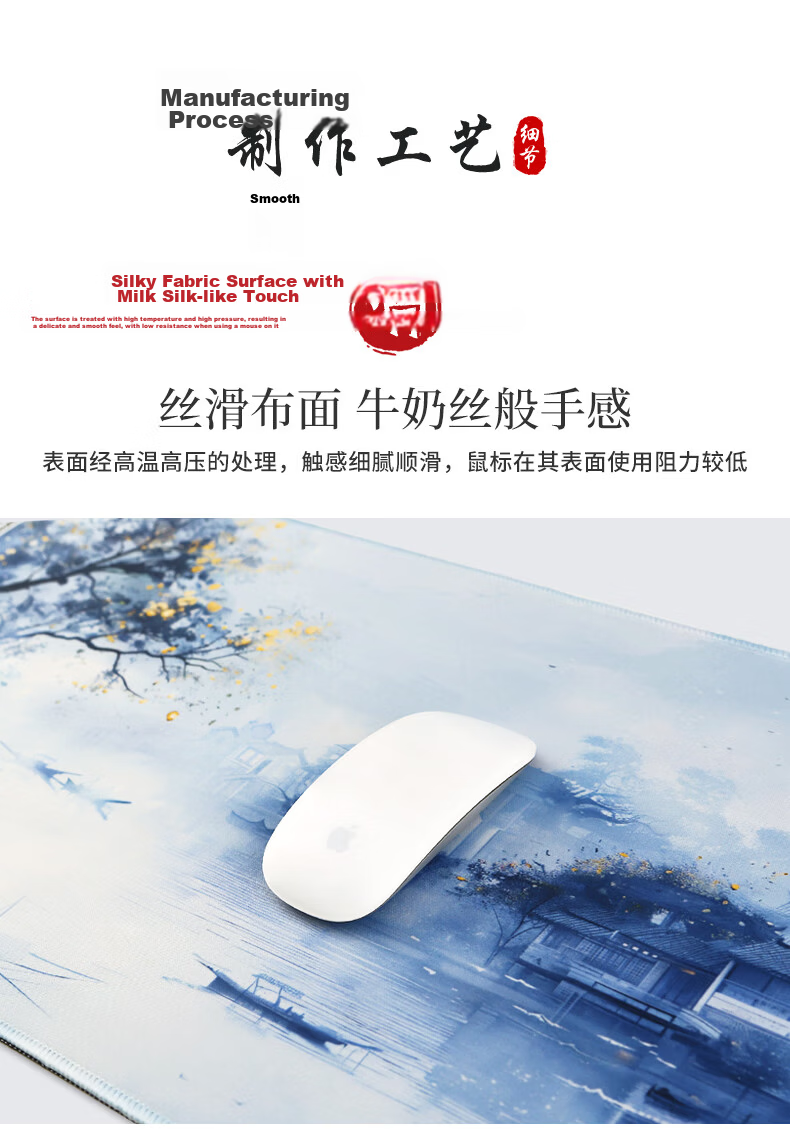 Rantopad H7+ Edge-Wrapped Gaming Mouse Pad, Extra Large Desk Mat, Thickened Keyboard Pad, Wanhuo Tongming 7