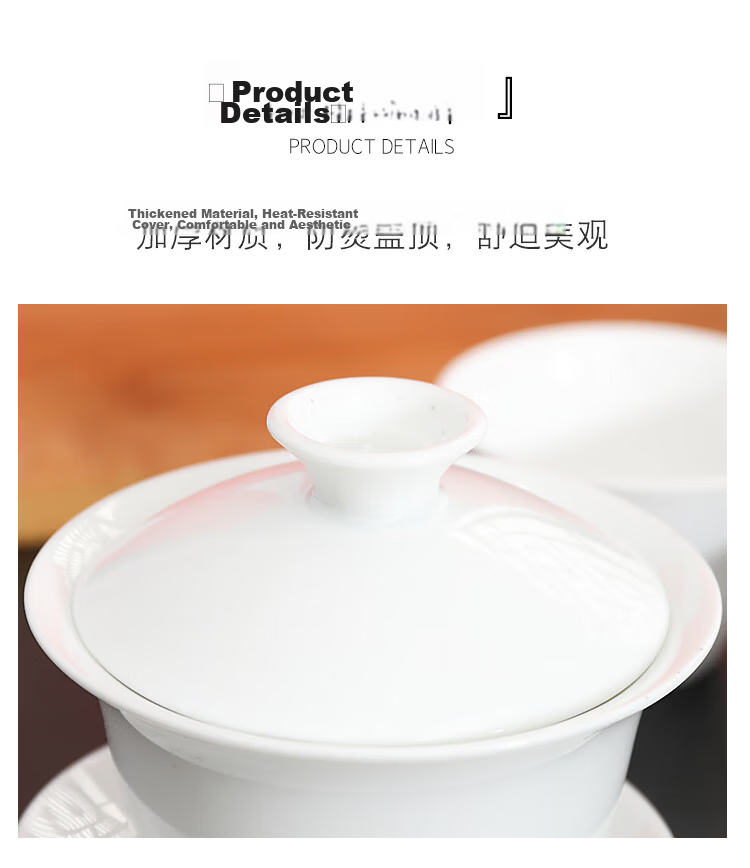 CLITON Kung Fu Tea Set Minimalist Office Home White Porcelain Teapot Tea Cups Tea Tray Fairness Cup 9-Piece Set 7