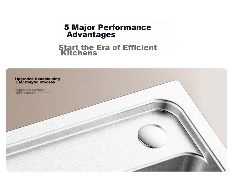 JOMOO Stainless Steel Brushed Large Capacity Kitchen Sink Single Basin Faucet Set 68*45 02390 4