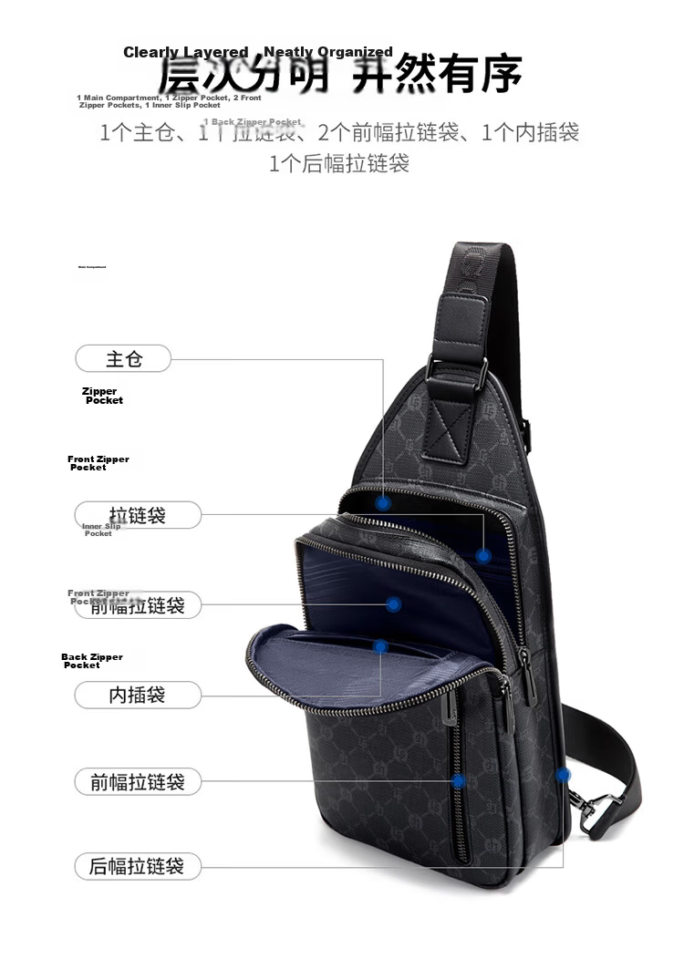 GOLF Men's Large Capacity Chest Bag Printed Crossbody Shoulder Bag Casual Business Small Backpack Phone Bag Trendy Sports Bag 10