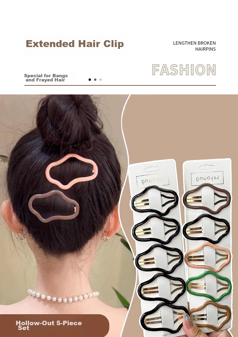 Chense Hair Clips for Women [5 Pieces], Colorful Cloud-Shaped Hollow Bangs Clips, Hairpins for Back of Head 1