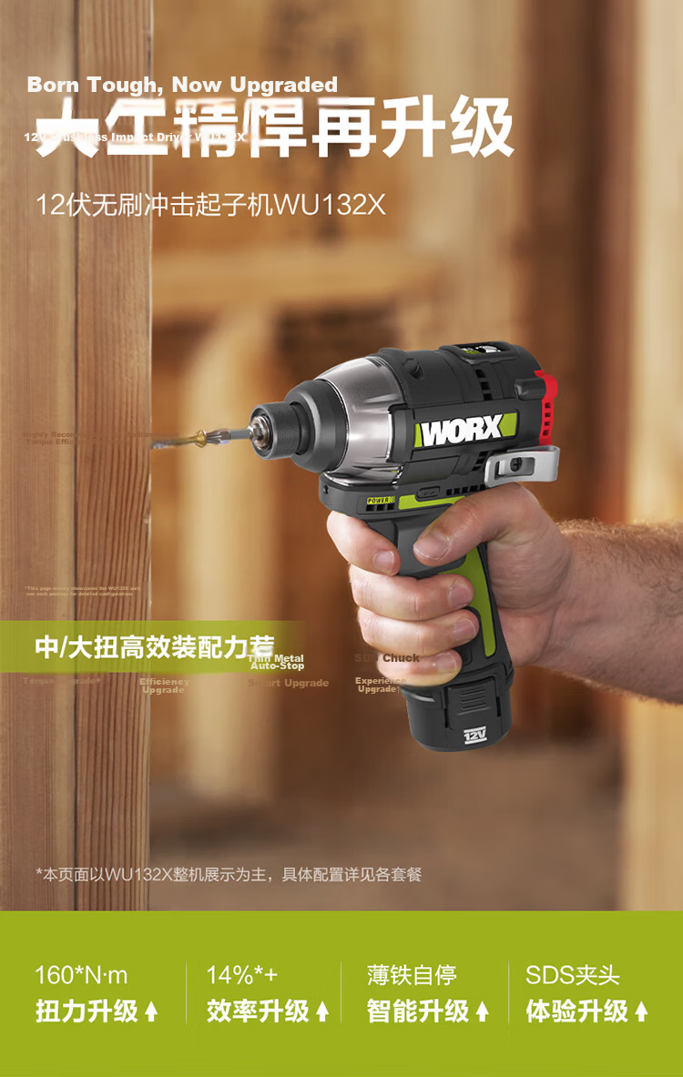 WORX 12V 160N Brushless Electric Impact Driver WU132X.91 (Bare Tool), Lithium Battery Handheld Drill, Electric Screwdriver 1