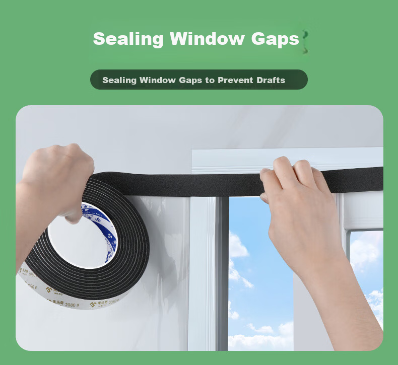 Mileqi Single-Sided Sponge Tape Shockproof Anti-Collision Foam Adhesive Door Gap Sealing Cushion Strip 10mm Thickness x 40mm Width x 2m Length Roll 8