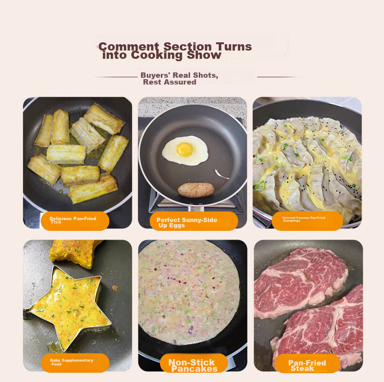 ASD Non-Stick Frying Pan 26cm Gas Stove Compatible Steak Breakfast Skillet Low Oil Smoke Cooking Pan G14 1