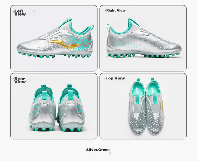 JOMA Children's Soccer Shoes MG Short Studs for Artificial Turf, Non-Slip, Wear-Resistant, Professional Competition And Training Shoes, Light Blue, Size 35 18