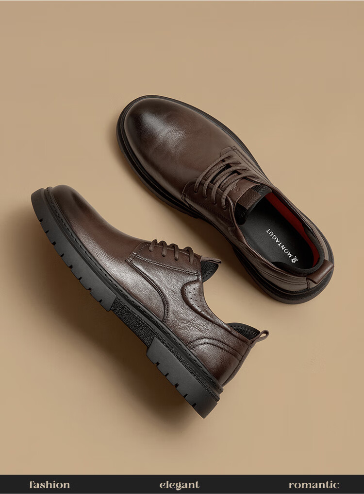 MONTAGUT Men's Shoes, 2026 British Style Spring New Light Luxury Business Formal Dress Men's Suit Lace-Up Casual Shoes, Heightening Shoes for Me 5