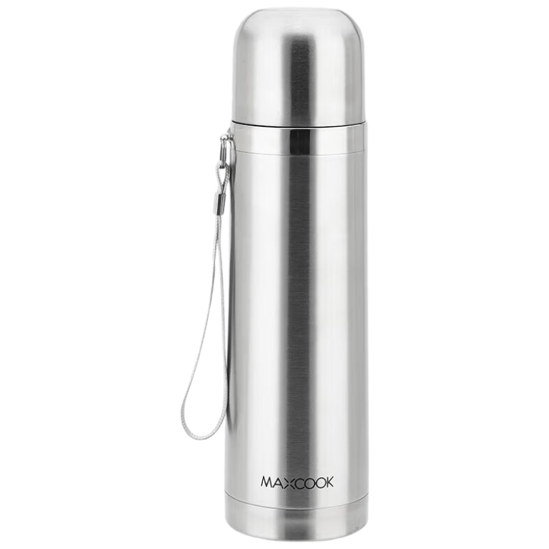 MAXCOOK Vacuum Insulated Bottle 304 Stainless Steel Water Cup 500ml Outdoor Portable Tea Cup Natural Silver MCBE-ZK500