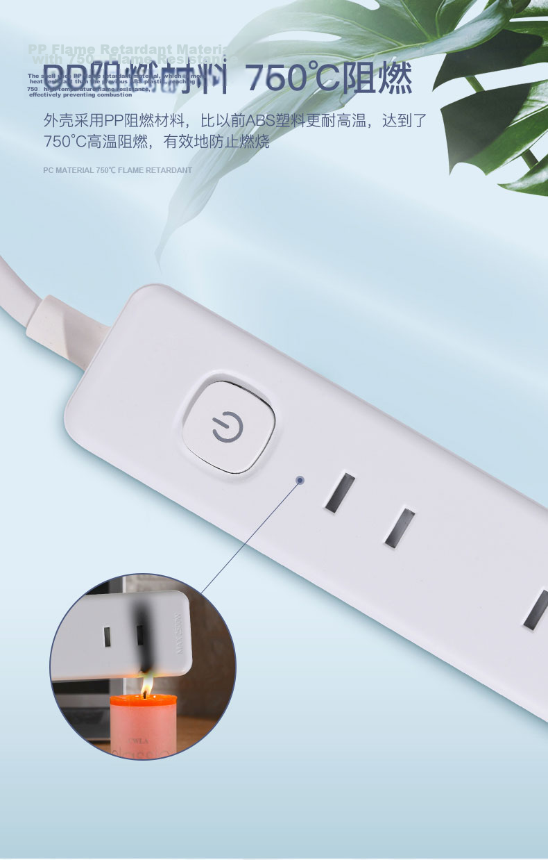 Cici Ultra-Thin Flat Head Mini Power Strip Wall-Mounted Two-Prong Adapter Mini Compact Student Dormitory Home Extension Cord [2-Prong Plug] 6 Outlets 1.8m Cable X003 4