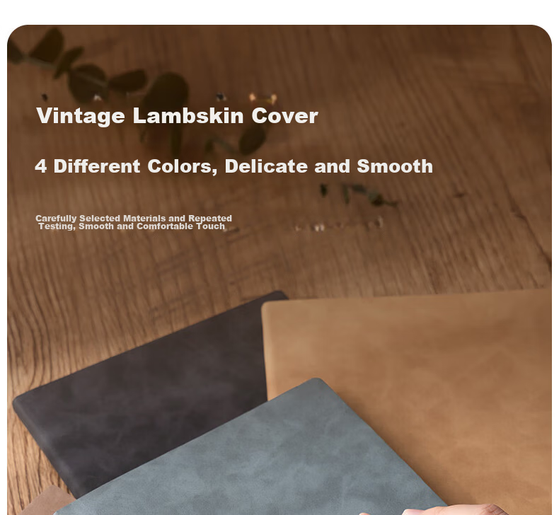 Deli Customizable Notebook Fashionable Leather Cover Business Soft Sheepskin Diary Thickened Meeting Notes A5/80 Sheets Green BP107 3